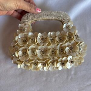 Elegant Floral Cream Clutch